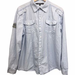 CJ Black Shirt L white with blue stripes